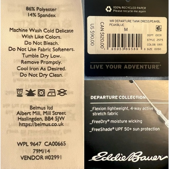 - Eddie Bauer M Blue Departure Easy Tank Dress! NEW! - Picture 8 of 16